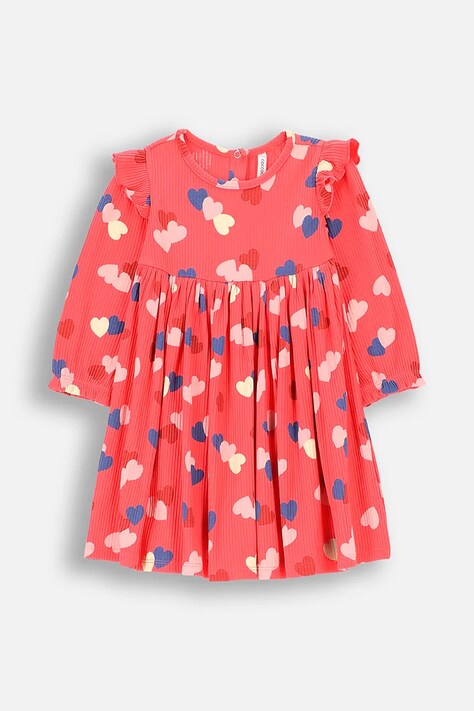 Coccodrillo sukienka niemowlęca kolor różowy mini rozkloszowana HEARTS GIRL NEWBORN