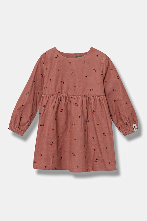 Detské manšestrové šaty United Colors of Benetton oranžová farba, mini, áčkový strih, 40CYGV020