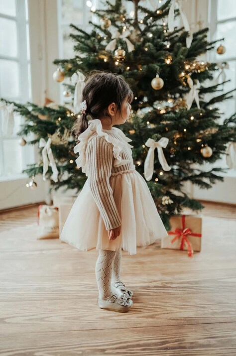 Бебешка рокля Donsje Bilie Dress в бежово къса разкроена 4083200