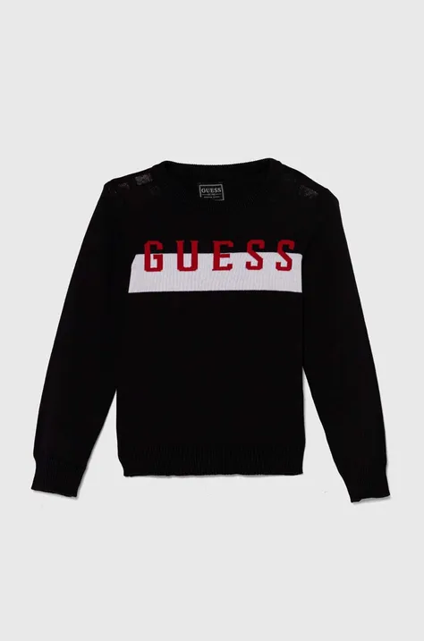 Otroški bombažen pulover Guess črna barva, N4YR07 Z2NN0