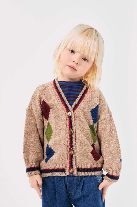 Bobo Choses cardigan con aggiunta di cotone bambini Diamonds colore beige 224AC120