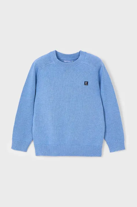 Детски пуловер с вълна Mayoral в синьо от лека материя 311