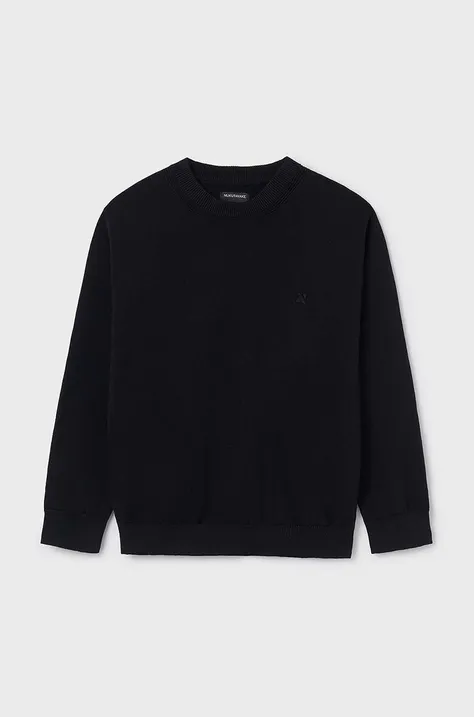 Детски памучен пуловер Mayoral в черно от лека материя 354