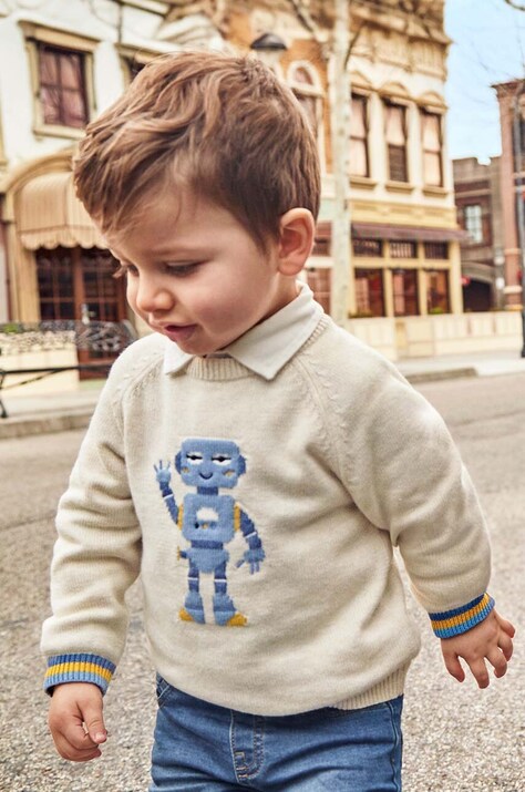 Dětský svetr s příměsí vlny Mayoral béžová barva, 2310