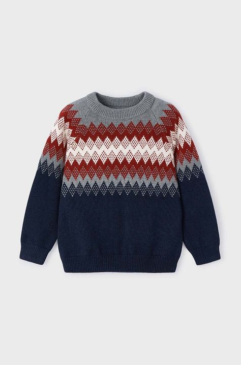 Детский свитер с примесью шерсти Mayoral цвет синий 4340