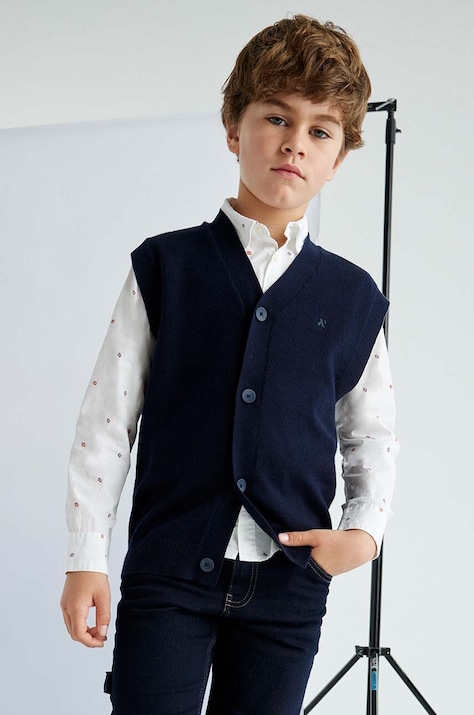 Детская жилетка с добавлением шерсти Mayoral цвет синий лёгкий 7395
