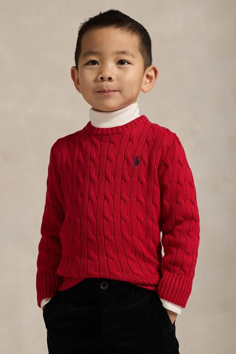 Детски памучен пуловер Polo Ralph Lauren в червено 322702674043