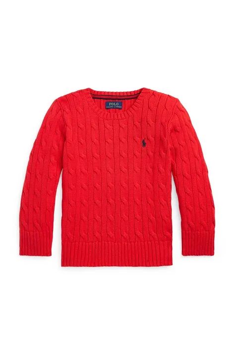 Παιδικό βαμβακερό πουλόβερ Polo Ralph Lauren χρώμα: κόκκινο, 322702674043