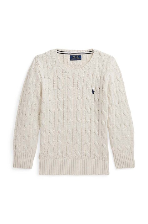 Dětský bavlněný svetr Polo Ralph Lauren béžová barva, 322702674068