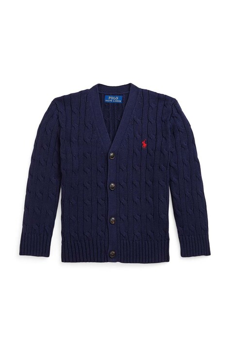 Παιδική βαμβακερή ζακέτα Polo Ralph Lauren χρώμα: ναυτικό μπλε, 322925717006