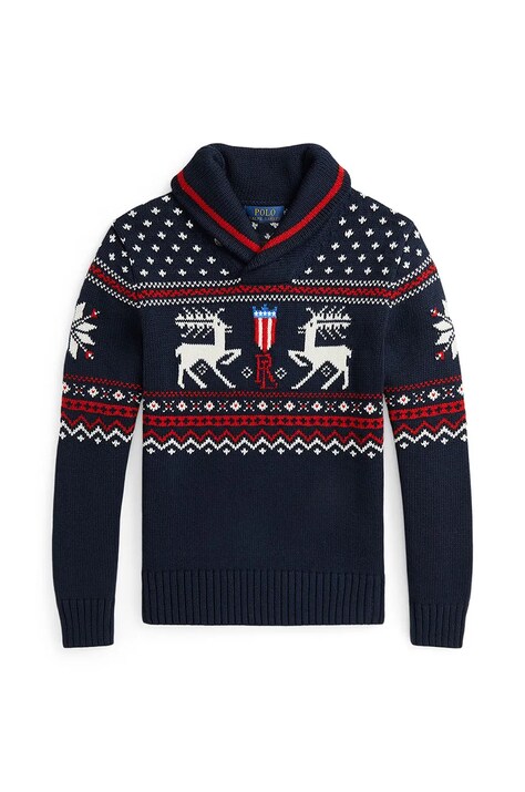 Polo Ralph Lauren pulover pentru copii din amestec de lana culoarea albastru marin, 323951375001