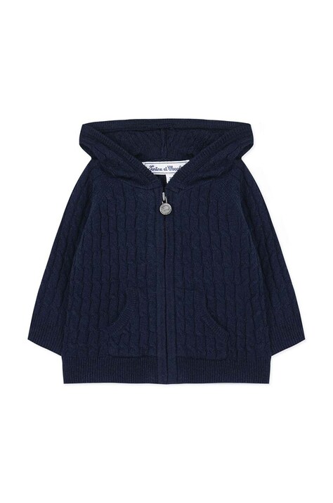 Tartine et Chocolat cardigan din amestec de lână pentru bebeluși culoarea albastru marin, TZ18021