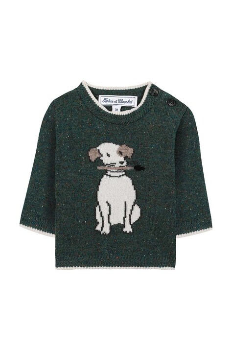 Вовняний дитячий светр Tartine et Chocolat колір зелений TZ18141