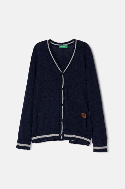 Детский кардиган с примесью шерсти United Colors of Benetton цвет синий лёгкий 1LQZH600D