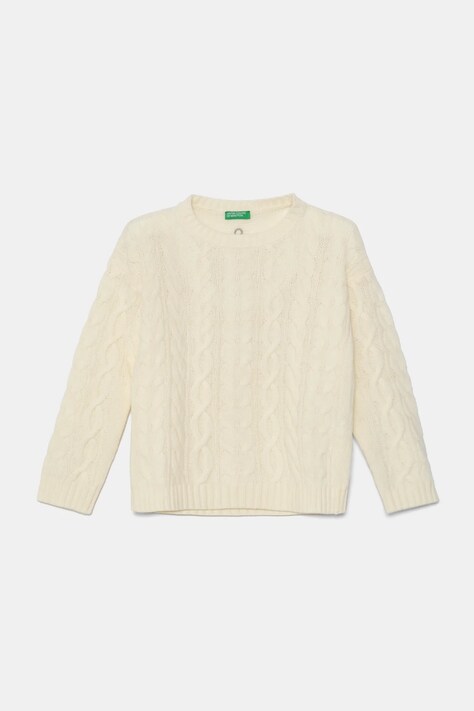 United Colors of Benetton pulover de lână pentru copii culoarea bej, 1344C107G