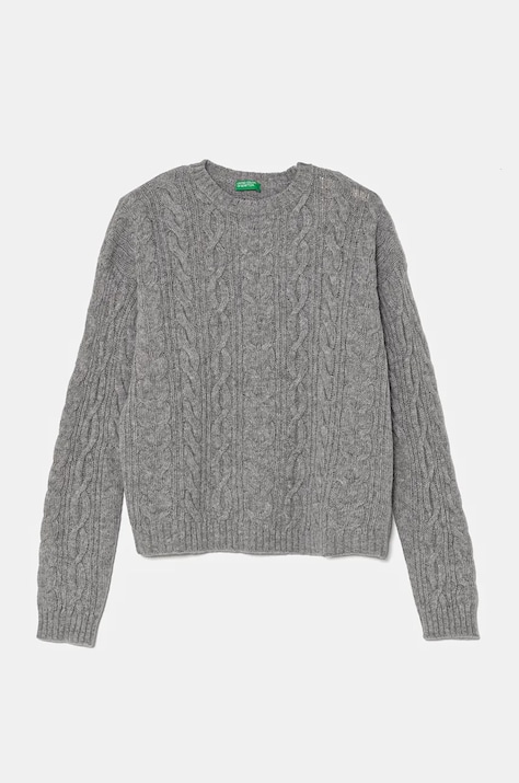 United Colors of Benetton pulover de lână pentru copii culoarea gri, 1344C107G