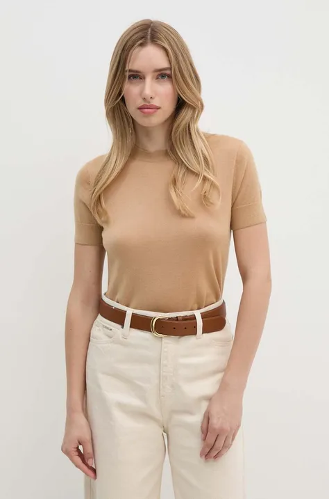 Vlnený sveter Calvin Klein dámsky, hnedá farba, tenký, K20K207201