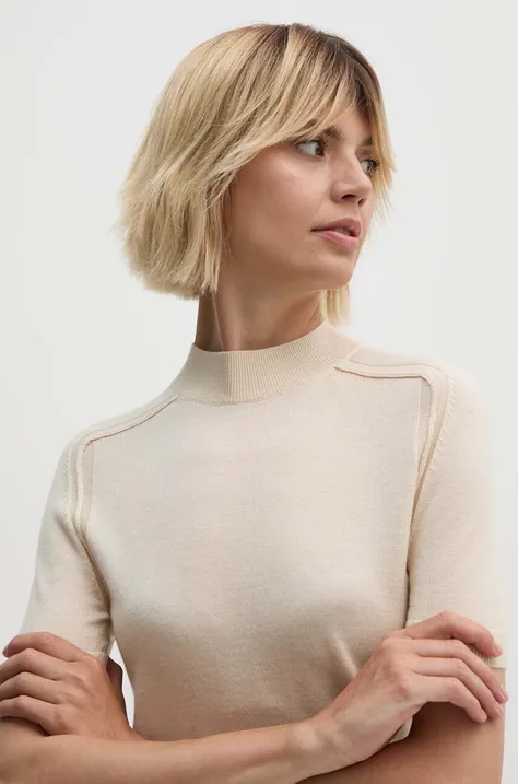 Volnen pulover Calvin Klein ženski, bež barva, K20K207206