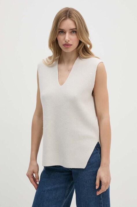Μάλλινο γιλέκο Calvin Klein χρώμα: μπεζ, K20K207249