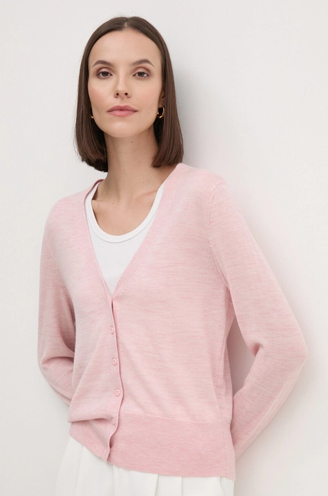 Tommy Hilfiger cardigan din lana culoarea roz, light, WW0WW42140