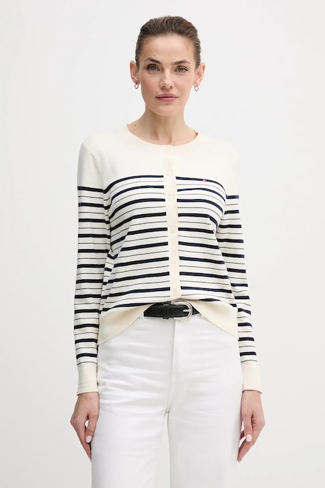 Tommy Hilfiger kardigan damski kolor beżowy lekki WW0WW42370