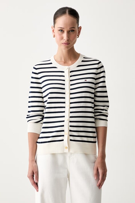 Tommy Hilfiger kardigan damski z bawełną beżowy WW0WW42370