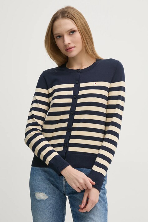 Tommy Hilfiger kardigan damski kolor granatowy lekki WW0WW42370