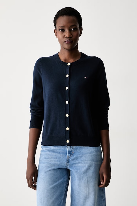 Tommy Hilfiger cardigan pentru femei cu bumbac albastru WW0WW42370