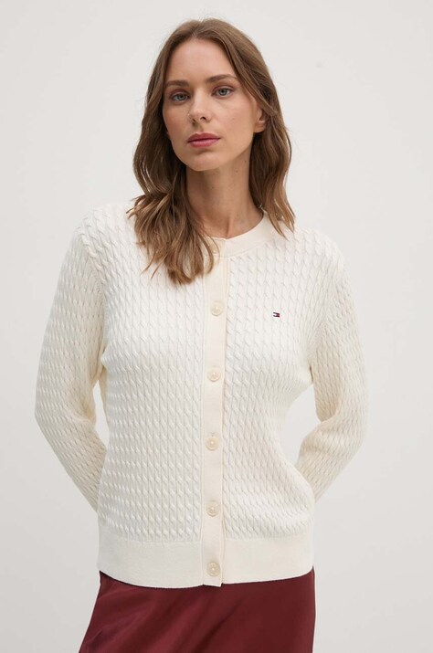 Tommy Hilfiger Kardigan damski bawełniany beżowy WW0WW43329