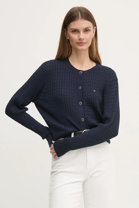 Tommy Hilfiger cardigan pentru femei din bumbac bleumarin WW0WW43329