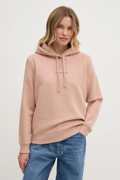 Mikina Calvin Klein Jeans dámská, černá barva, s kapucí, s aplikací, J20J223536