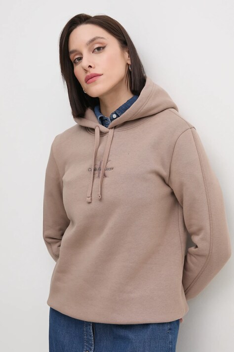 Mikina Calvin Klein Jeans dámská, černá barva, s kapucí, s aplikací, J20J223536