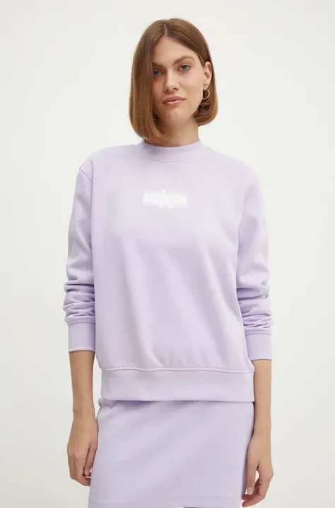 Calvin Klein Jeans bluza femei, culoarea violet, cu imprimeu, J20J223537