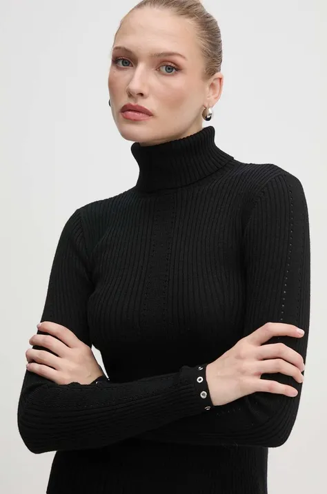 Vuneni pulover Patrizia Pepe za žene, boja: crna, lagani, s dolčevitom, 8K0206 KM36