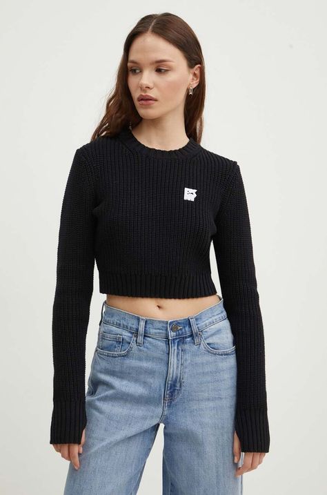 Dkny pulover de bumbac culoarea negru, D2B4A136