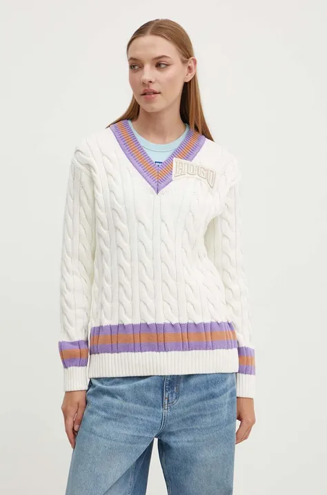 HUGO sweter damski kolor beżowy  50518300