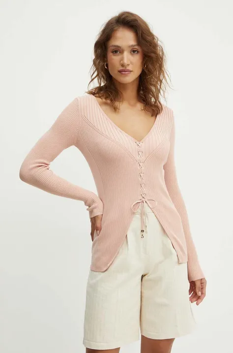 Guess sweter SELENE damski kolor różowy lekki W4YR03 Z2V62