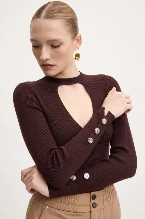 Шерстяной свитер Pinko женский цвет коричневый лёгкий 104015 A15S