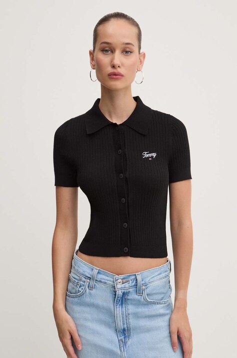 Джемпер Tommy Jeans жіночий колір чорний легкий DW0DW18525