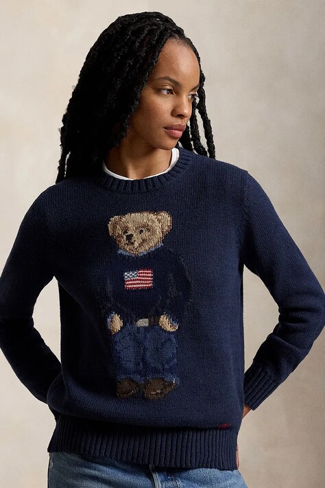 Pulover Polo Ralph Lauren ženski, mornarsko modra barva, 211927070