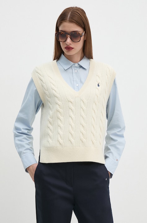 Polo Ralph Lauren kamizelka wełniana kolor beżowy 211949994