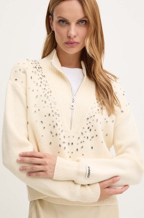 Pinko pulover din amestec de lana femei, culoarea bej, 104324 A27A