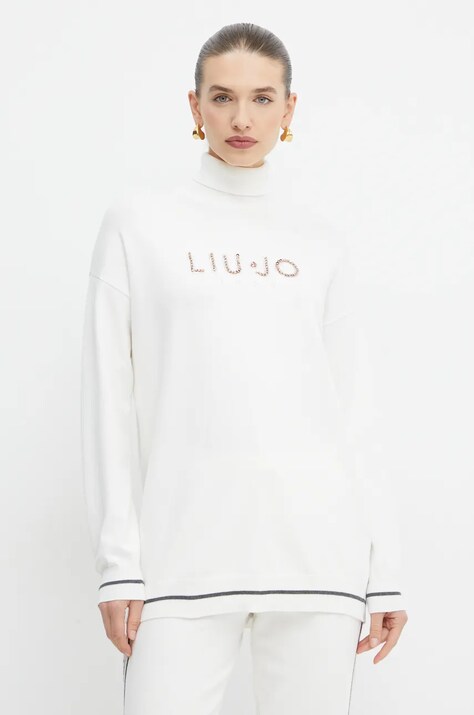 Liu Jo pulover femei, culoarea bej, light, cu guler, TF4316 MS63M