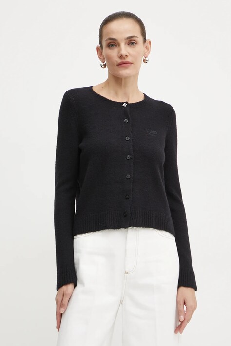 Вовняний кардиган Liu Jo колір чорний легкий WF4364 MA49P