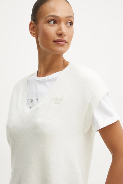 Liu Jo vesta din amestec de lana culoarea bej, light, WF4432 MA49P