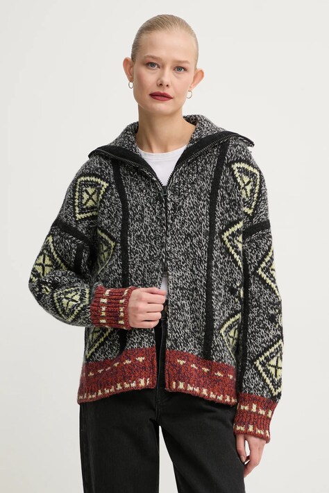 Vlnený kardigán BA&SH čierna farba, 1H24INAC