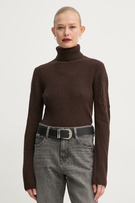 Pulover BA&SH za žene, boja: smeđa, s dolčevitom, 1H24ARON