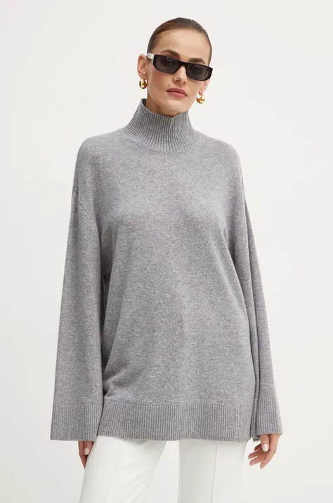 Vuneni pulover Elisabetta Franchi za žene, boja: siva, lagani, s dolčevitom, MK65S46E2