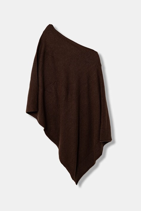 United Colors of Benetton poncho z domieszką wełny kolor brązowy 1235DU01A