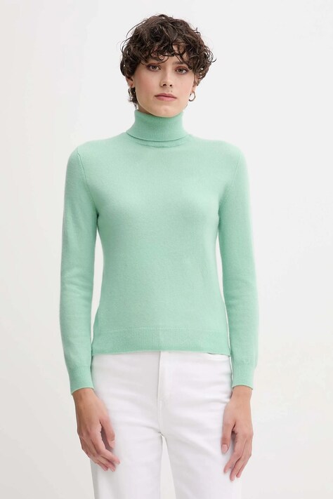Vlnený sveter United Colors of Benetton šedá farba, s rolákom, 1002D2348